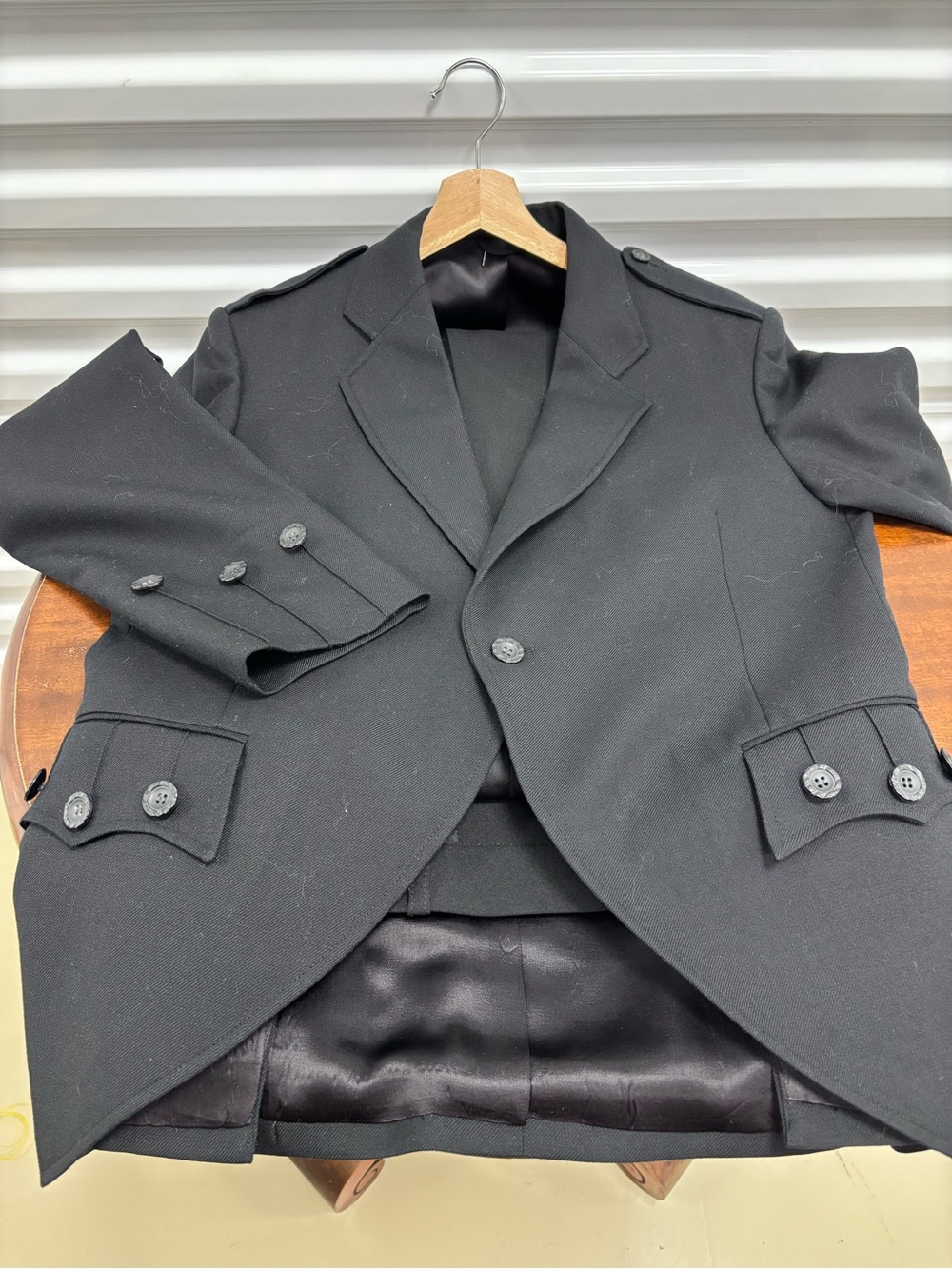 DC Black Men's Military-Style Blazer with Epaulettes